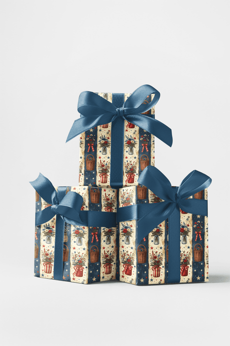 Country Fair Bouquet Columns Wrapping Paper - London Penny Gift Wrap