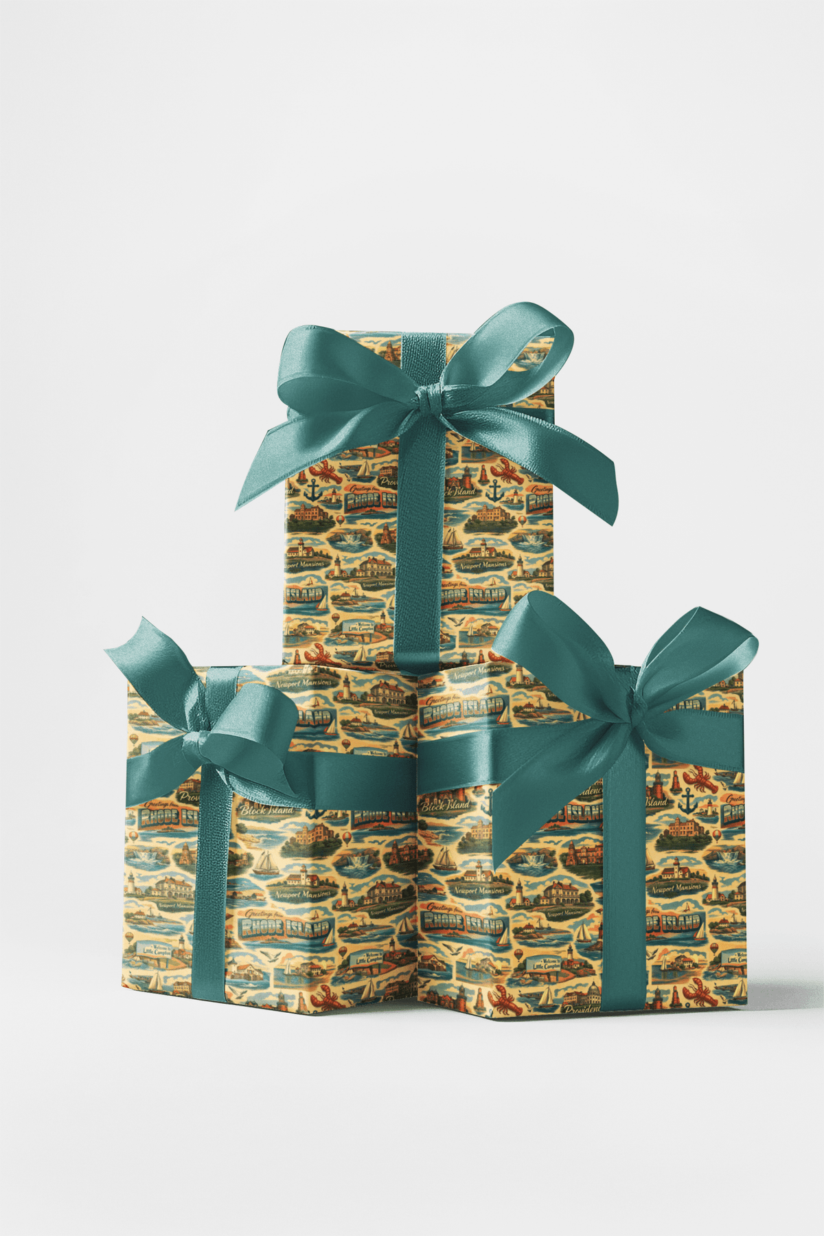 Rhode Island Postcard Memories - London Penny Gift Wrap
