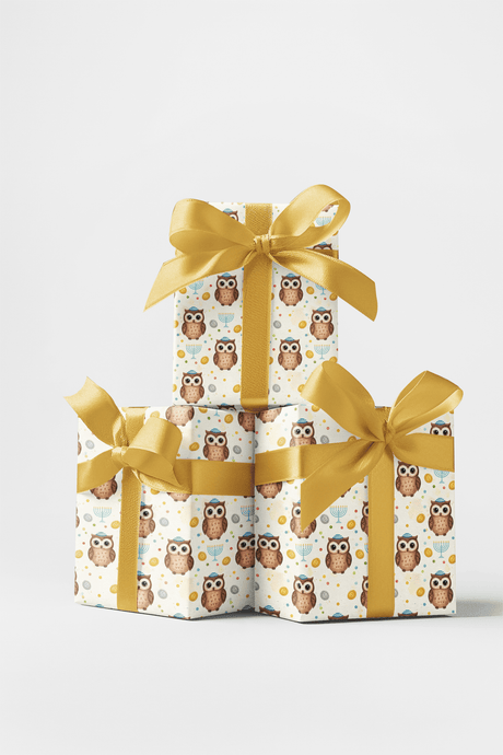 Owls Celebrate Hanukkah - London Penny Gift Wrap