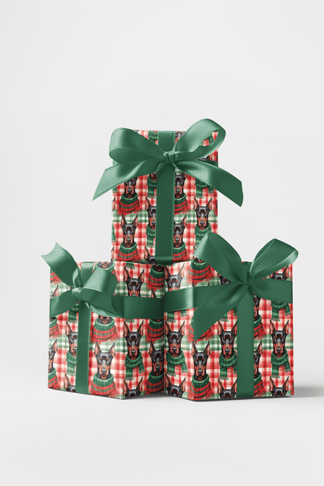 Doberman Plaid Parade - London Penny Gift Wrap