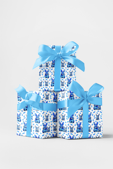 Bunnies and Beans - Blue - London Penny Gift Wrap