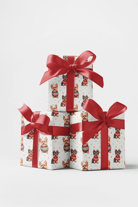 Yorkie Holiday Sweaters - London Penny Gift Wrap
