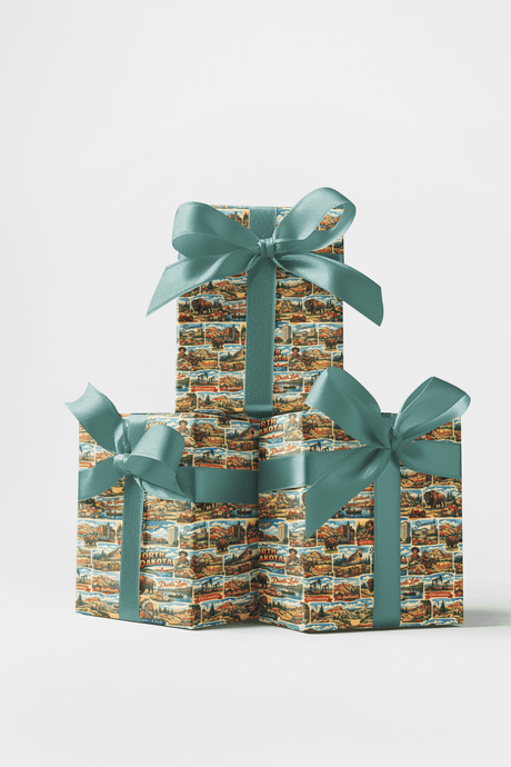 North Dakota Postcard Memories - London Penny Gift Wrap