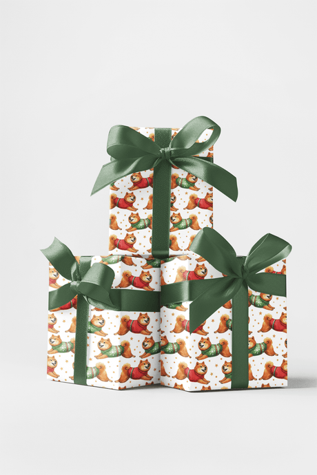 Shiba in Holiday Motion - London Penny Gift Wrap