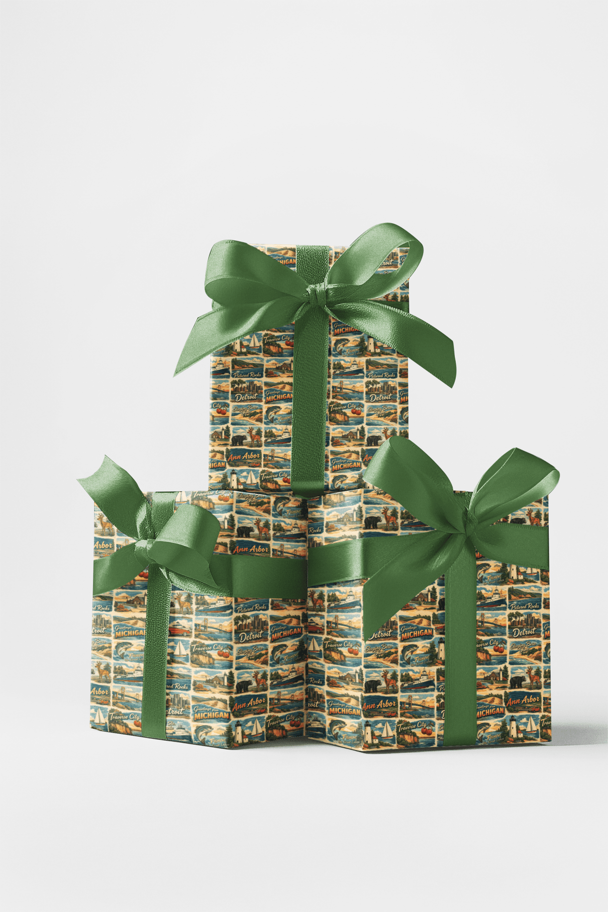 Michigan Postcard Memories - London Penny Gift Wrap