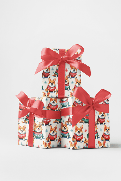 Corgi Holiday Sweaters - London Penny Gift Wrap