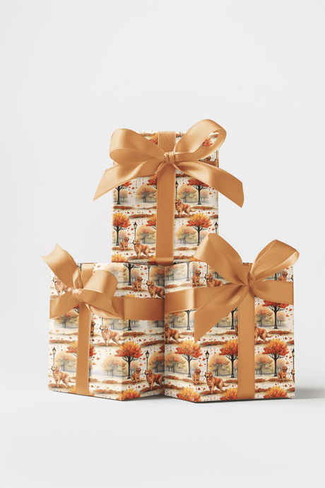 Golden Retriever Fall - London Penny Gift Wrap