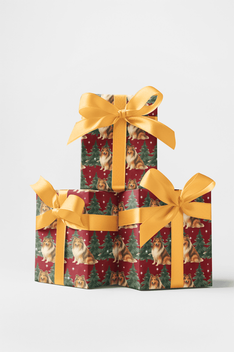 Collie in Winter Pines - London Penny Gift Wrap