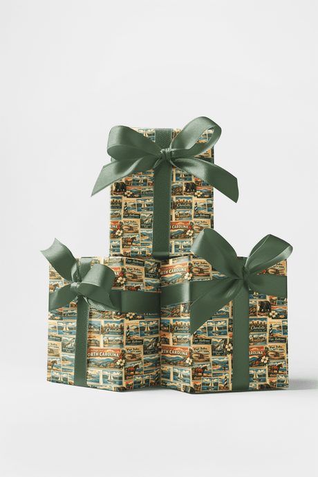 North Carolina Postcard Memories - London Penny Gift Wrap