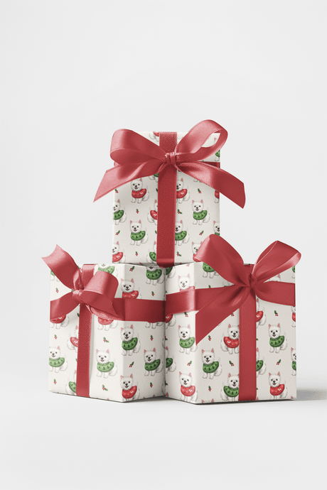 White Westie Holiday Sweaters - London Penny Gift Wrap