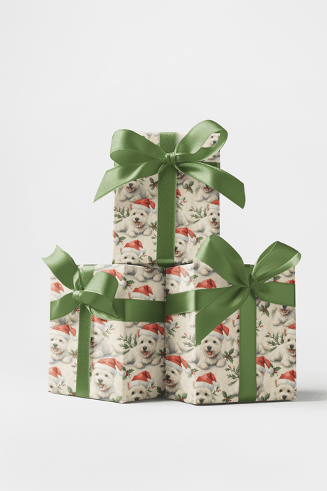Santa Hat & Holly Hugs - London Penny Gift Wrap