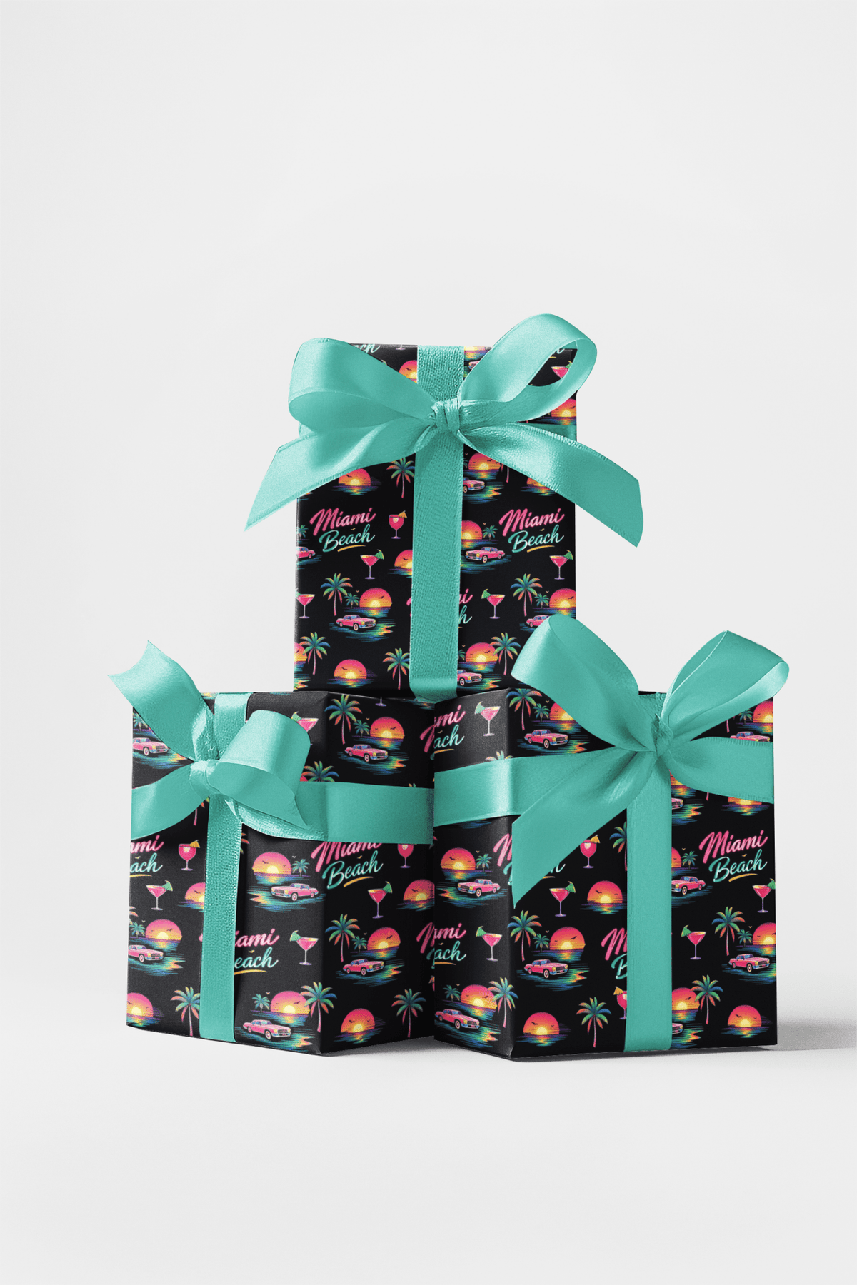 Miami Beach Retro Waves - London Penny Gift Wrap