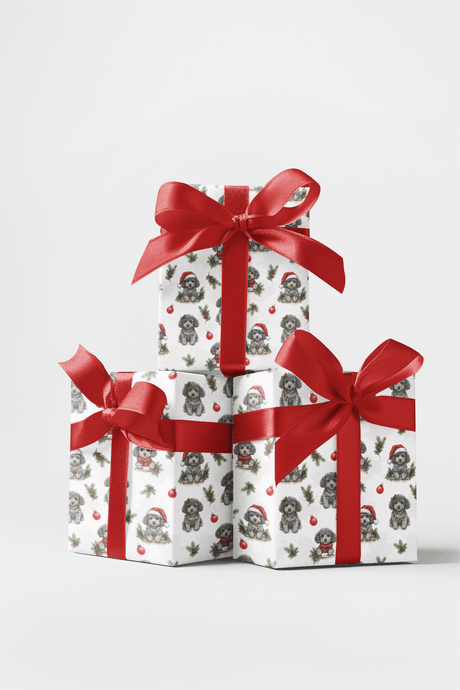 Holiday Poodle Sparkle - London Penny Gift Wrap