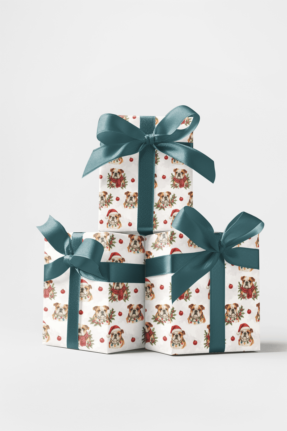 Bulldog Christmas Charm - London Penny Gift Wrap