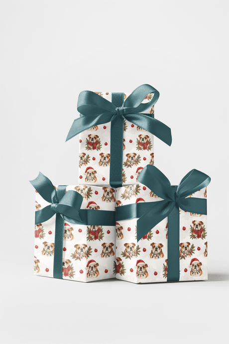 Bulldog Christmas Charm - London Penny Gift Wrap
