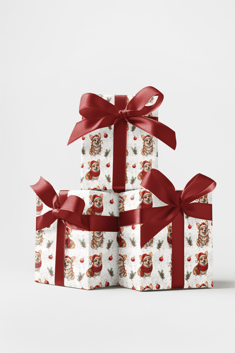Mistletoe Morning Corgi - London Penny Gift Wrap