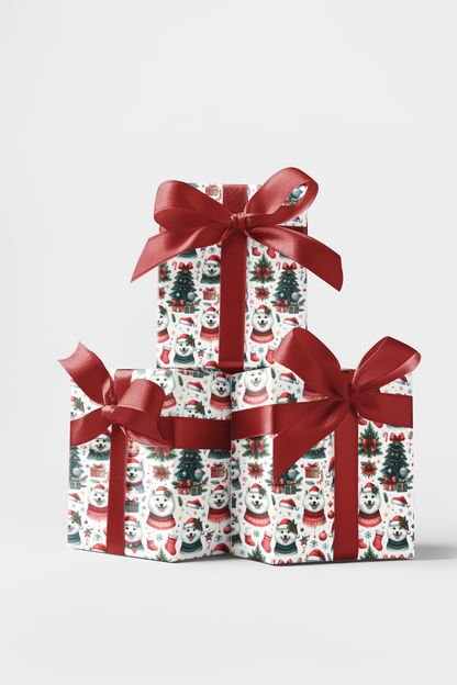 Samoyed Holiday Glossy Wrapping Paper