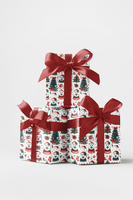Samoyed Holiday Glossy Wrapping Paper - London Penny Gift Wrap