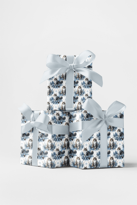 Snowflake Elegance (Maine Coon) Wrapping Paper - London Penny Gift Wrap