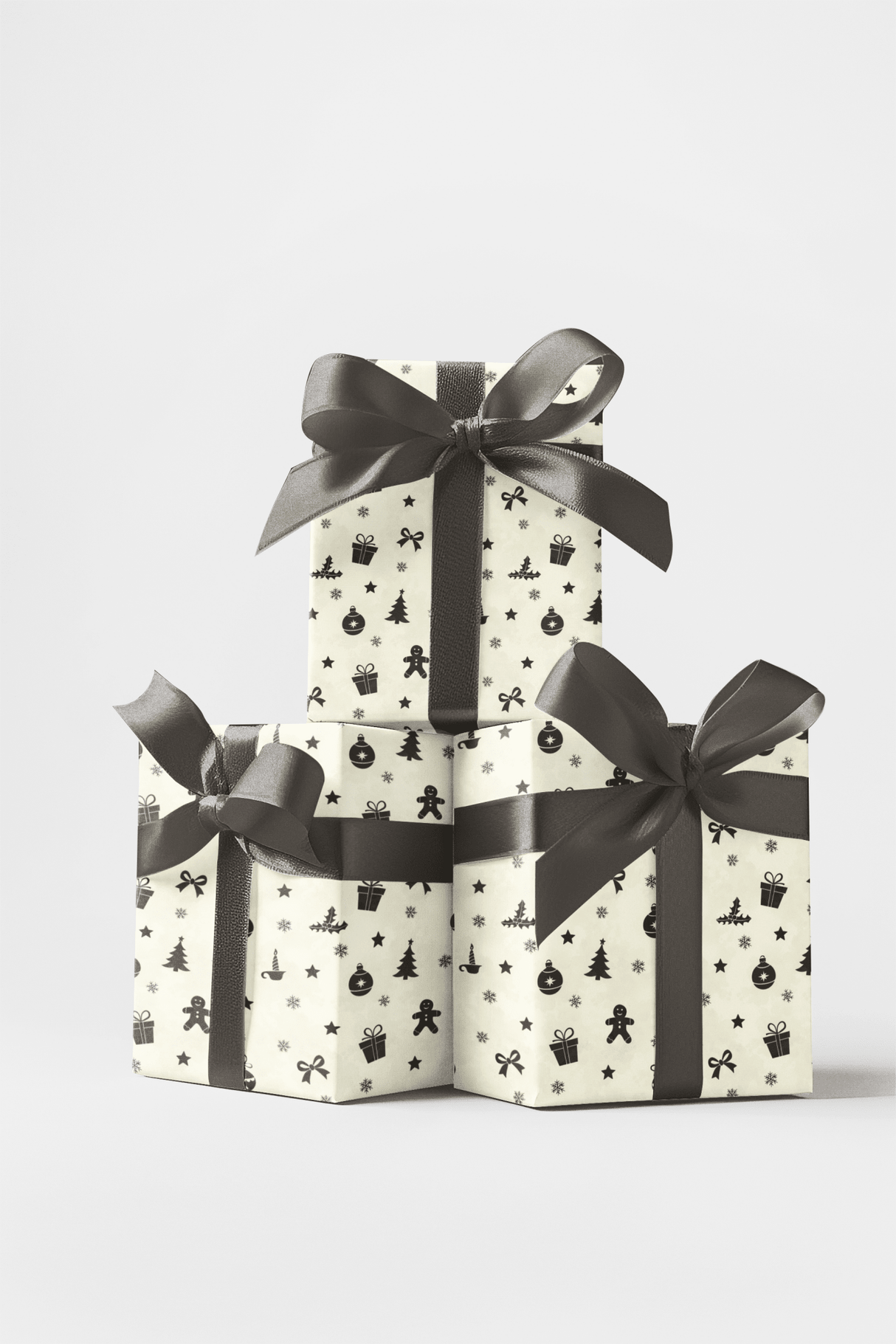Monochrome Holiday Silhouettes - London Penny Gift Wrap