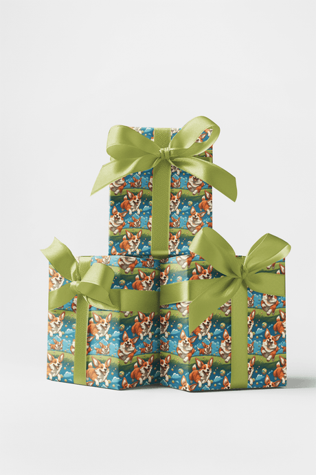 Bounce & Bounding Corgis - London Penny Gift Wrap