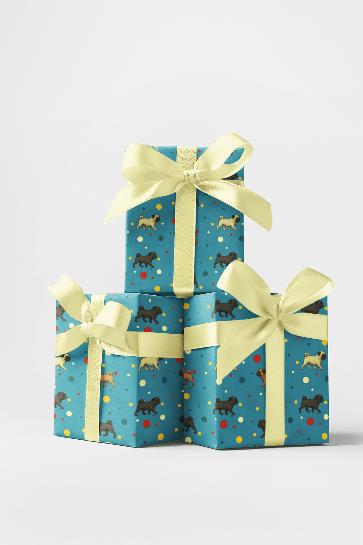 Pug Parade Polka - London Penny Gift Wrap