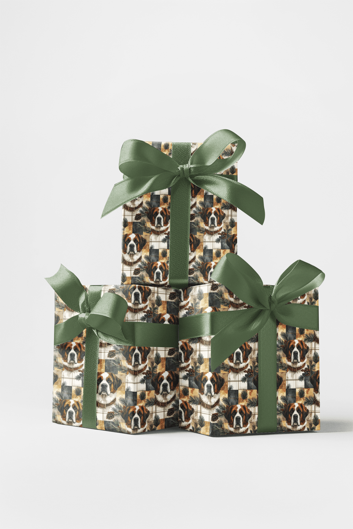 Rustic Plaid Retreat (St. Bernard) Wrapping Paper - London Penny Gift Wrap