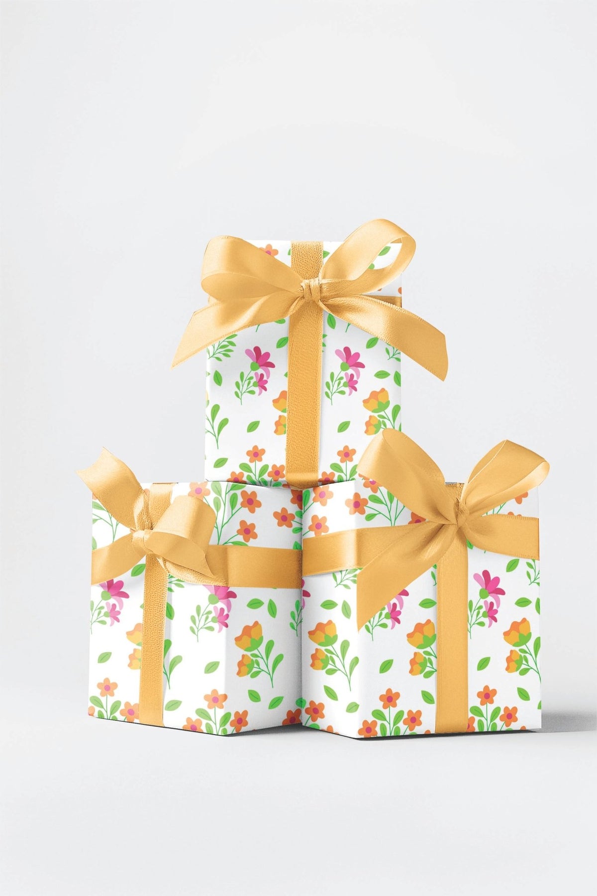 Simple Aesthetic with Red & Yellow Flowers - London Penny Gift Wrap