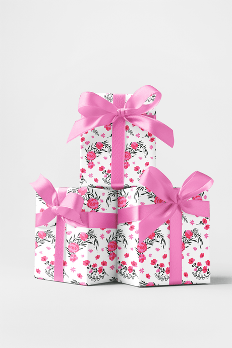 Red Flower Power - London Penny Gift Wrap