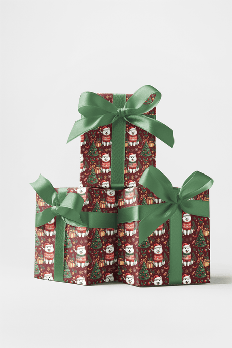 Christmas Samoyed Celebration Wrapping Paper - London Penny Gift Wrap