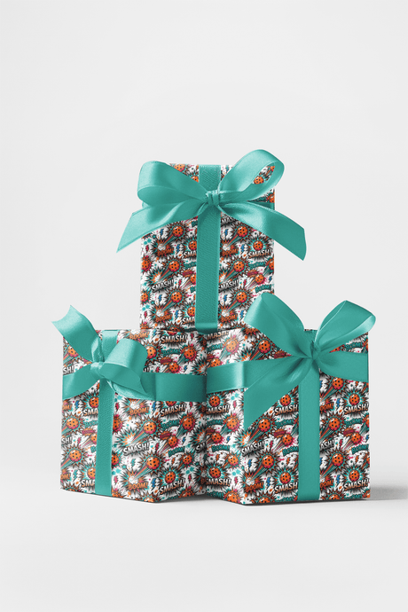 Comic Pop Pickleball Glossy Wrapping Paper - London Penny Gift Wrap