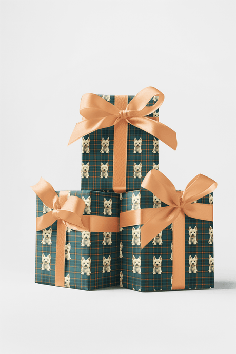Terrier Tartan Trim - London Penny Gift Wrap