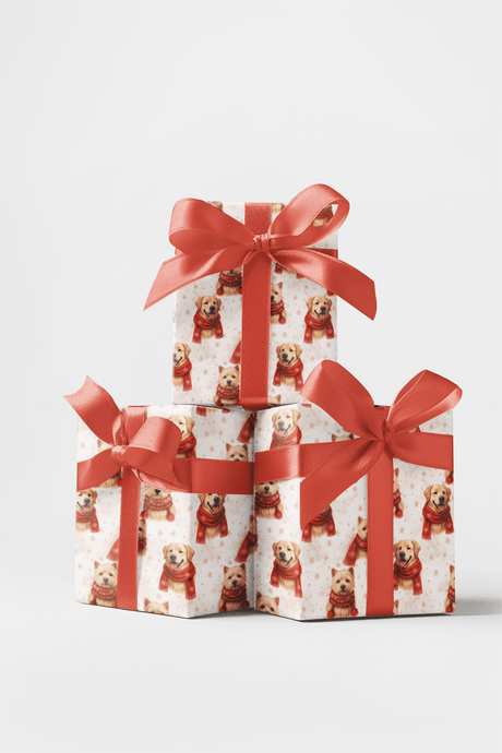 Dogs in Winter Scarves - London Penny Gift Wrap