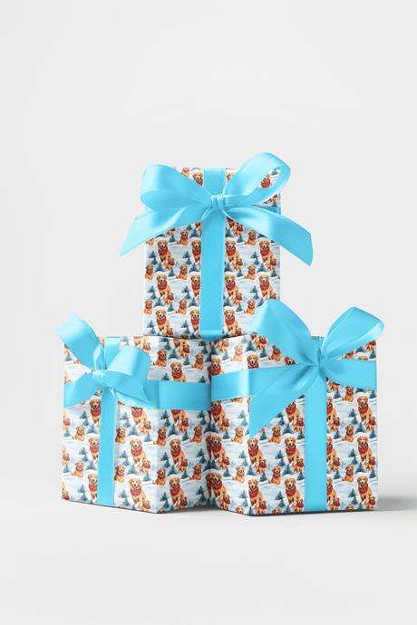 Snowbound Goldens - London Penny Gift Wrap