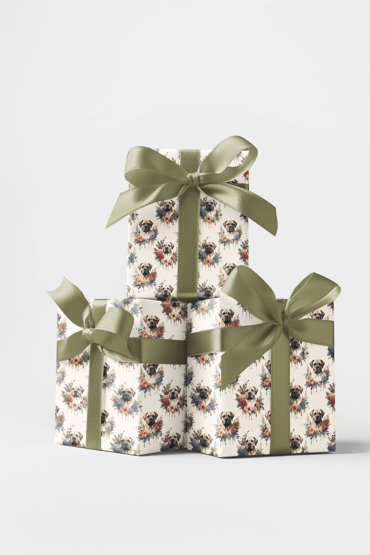 Floral Elegance (English Mastiff) Wrapping Paper - London Penny Gift Wrap