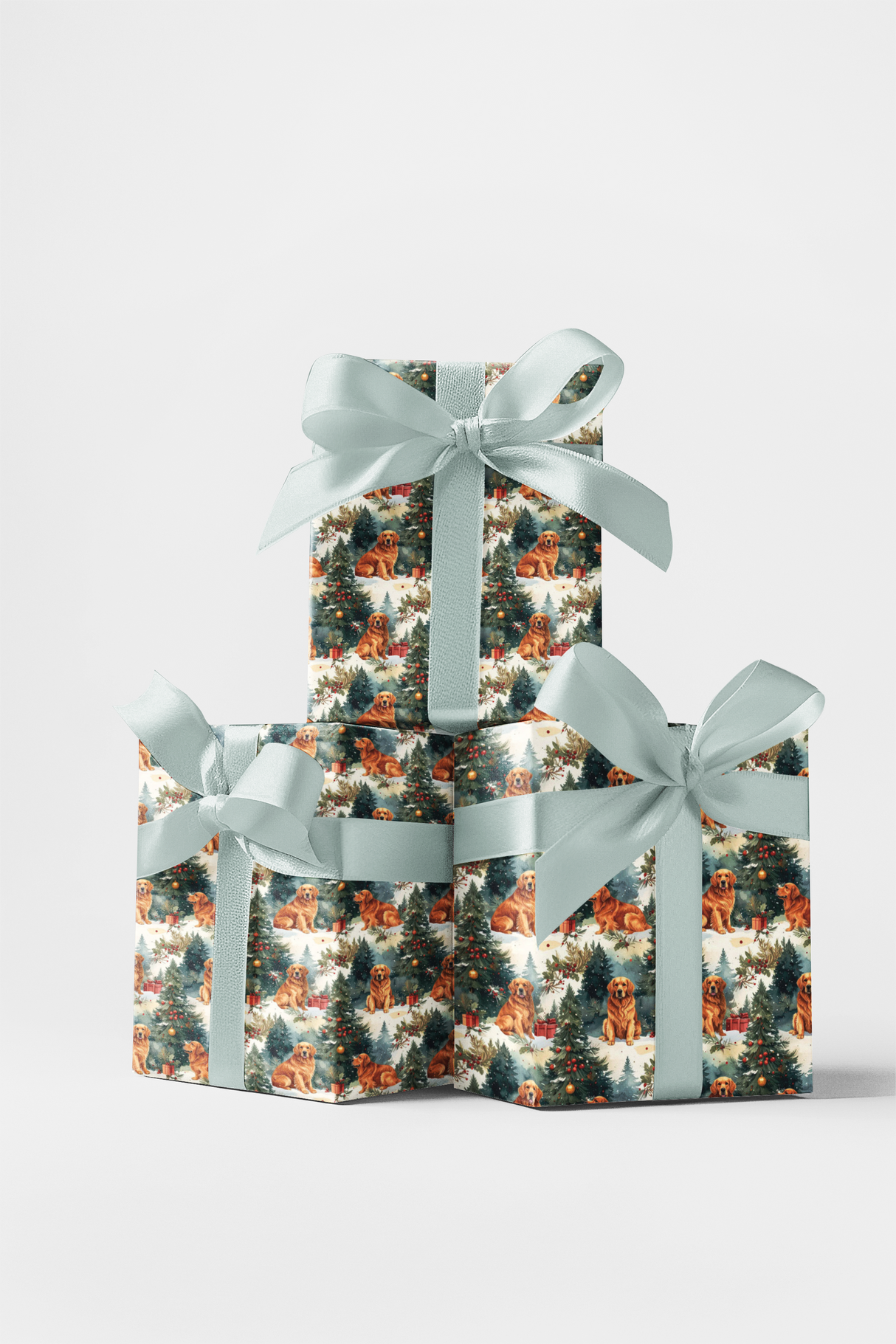 Snowy Christmas Golden Retrievers Wrapping Paper