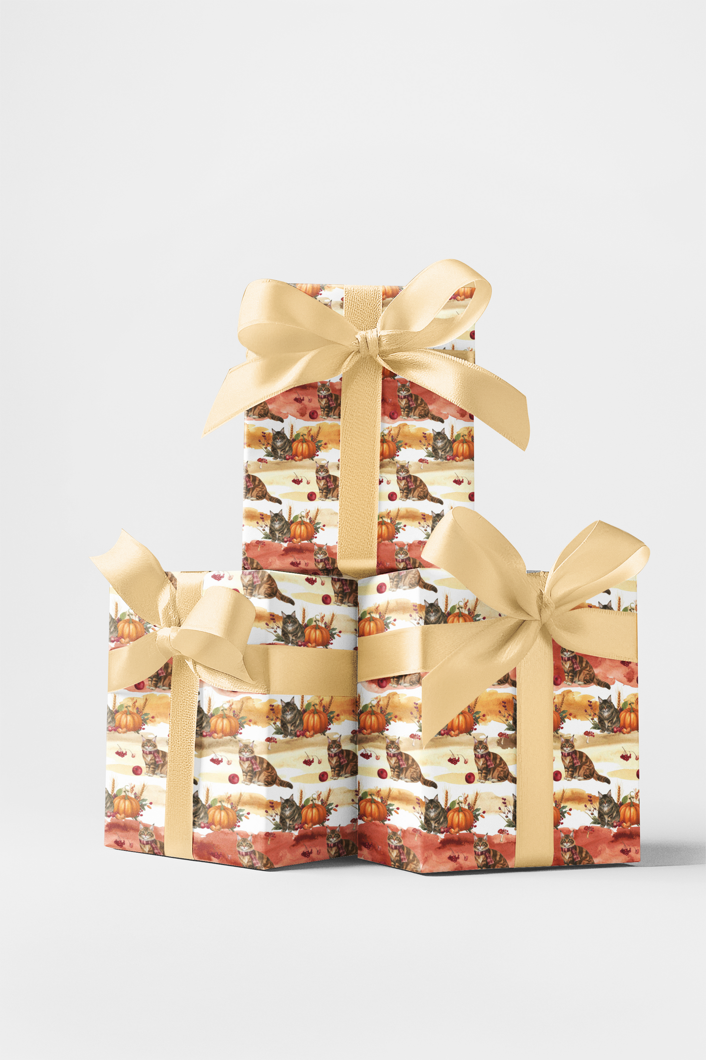 Autumn Harvest Cats (Maine Coon) Wrapping Paper
