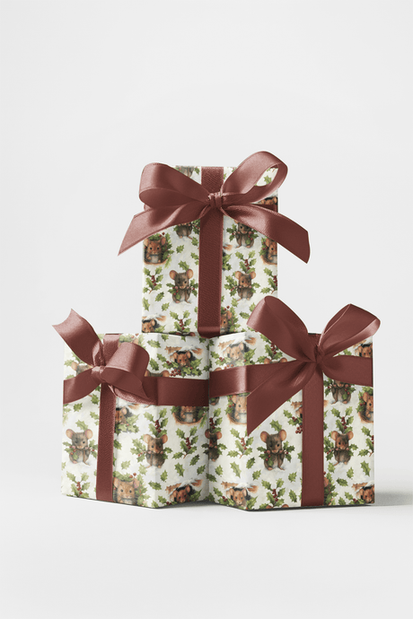 Winter Woodland Mice - London Penny Gift Wrap