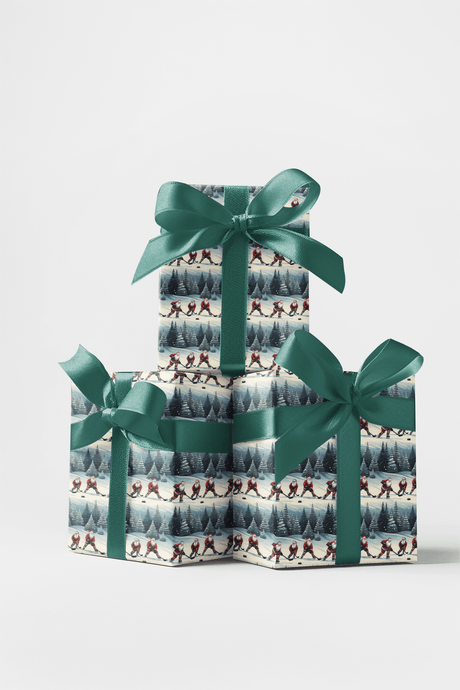 Hockey Claus in Action - London Penny Gift Wrap