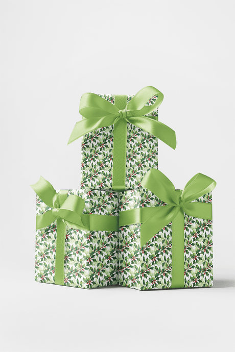 Merry Holly Blooms - London Penny Gift Wrap