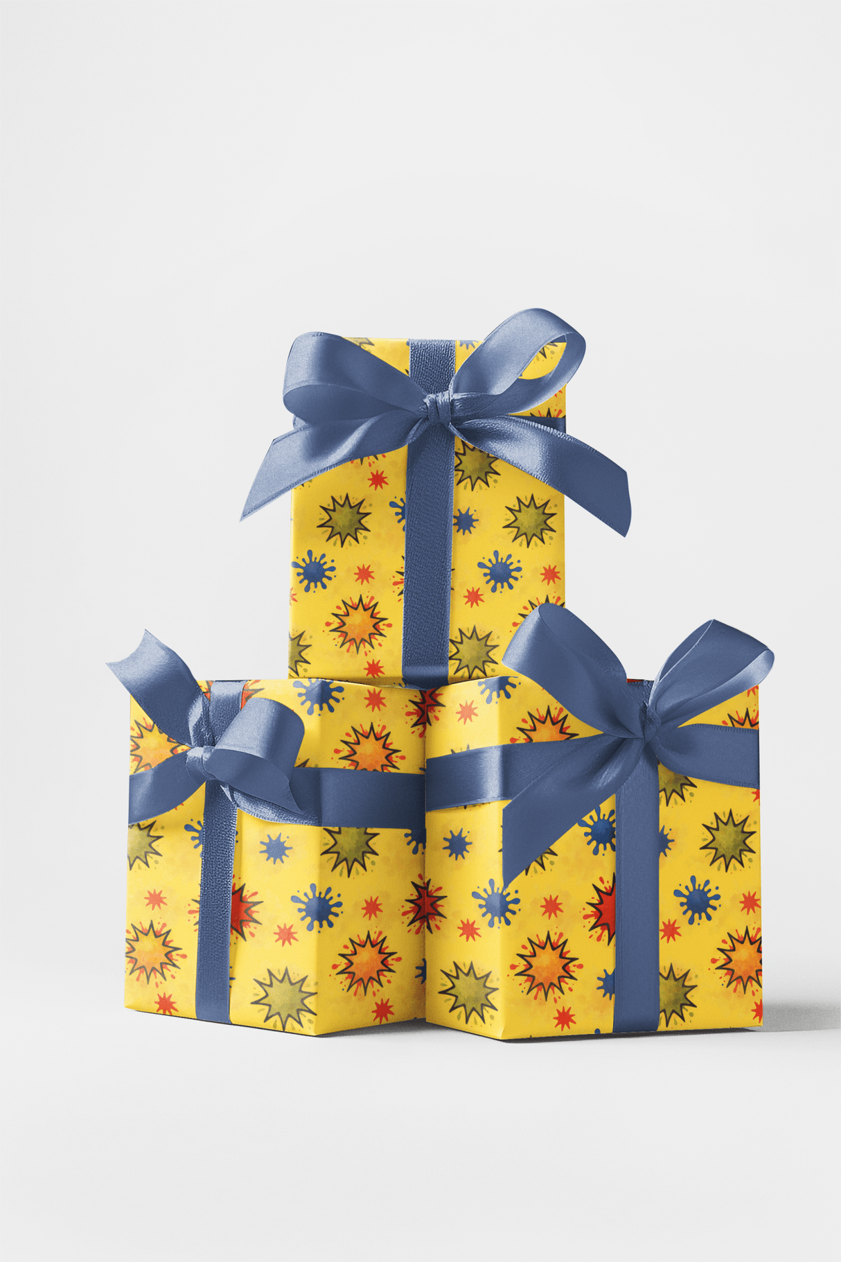 Color Splash Comic Bursts - London Penny Gift Wrap