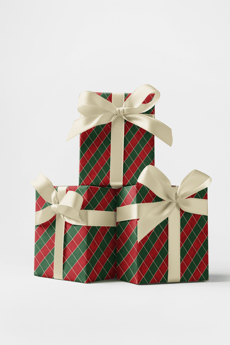 Red & Green Argyle - London Penny Gift Wrap