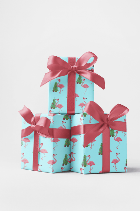 Caroling Coral Flamingos - London Penny Gift Wrap