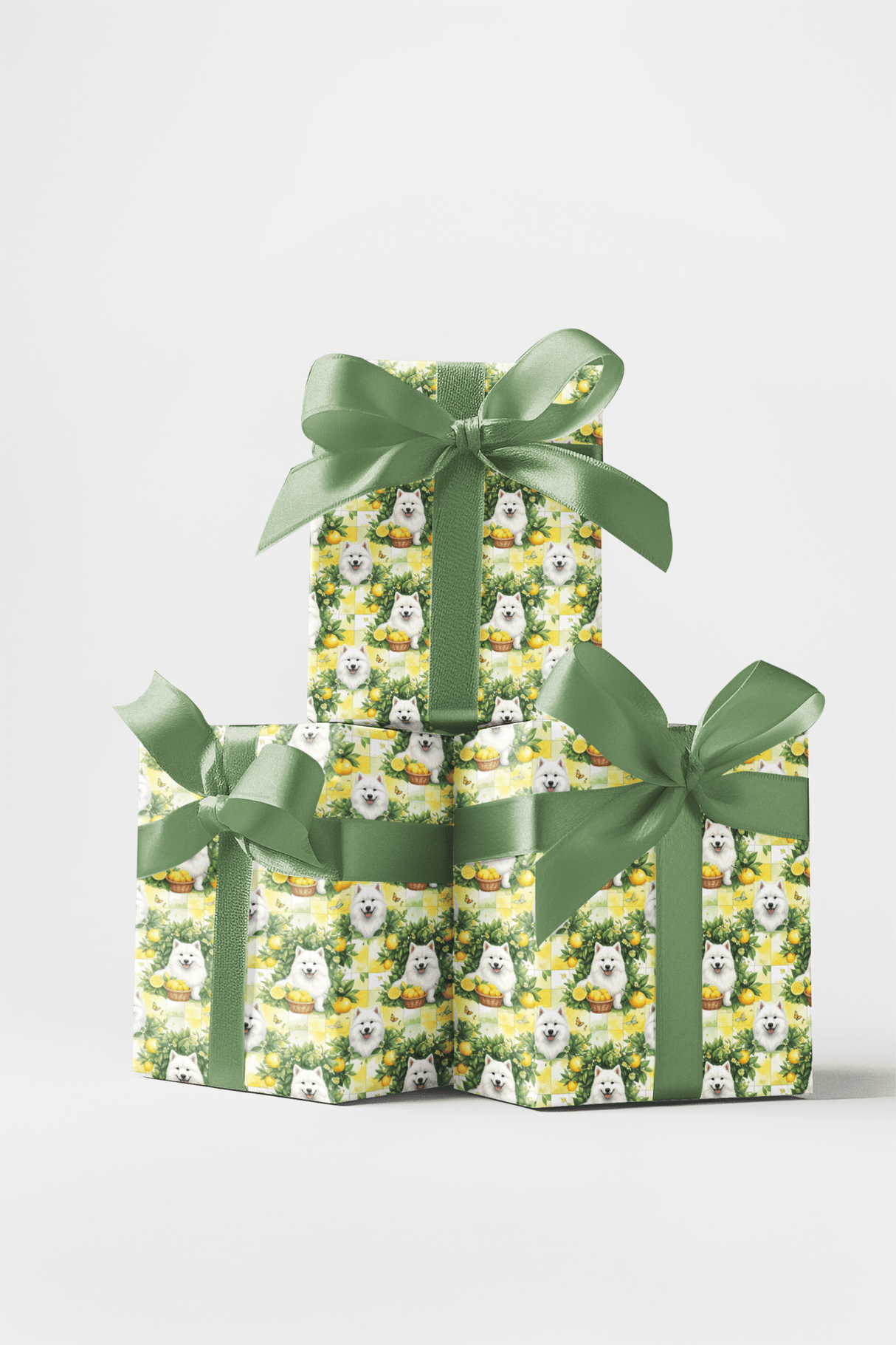 Samoyed Lemon Orchard Wrapping Paper - London Penny Gift Wrap