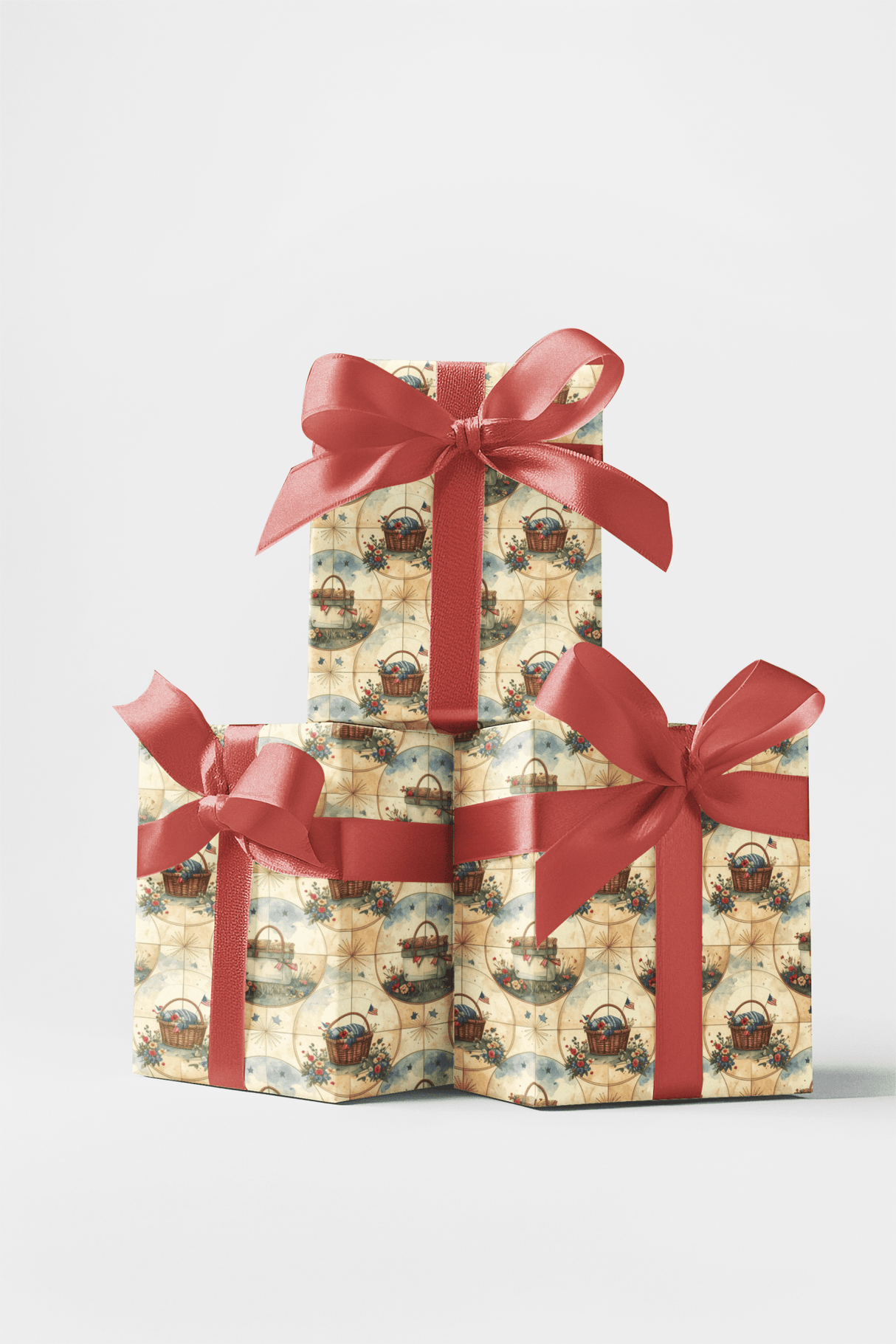 Star-Spangled Picnic Medallions Wrapping Paper - London Penny Gift Wrap