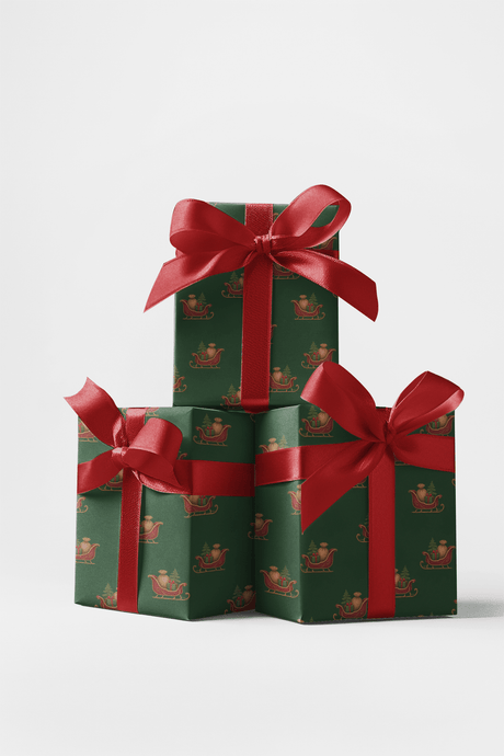 Santa Sleigh Pattern - London Penny Gift Wrap
