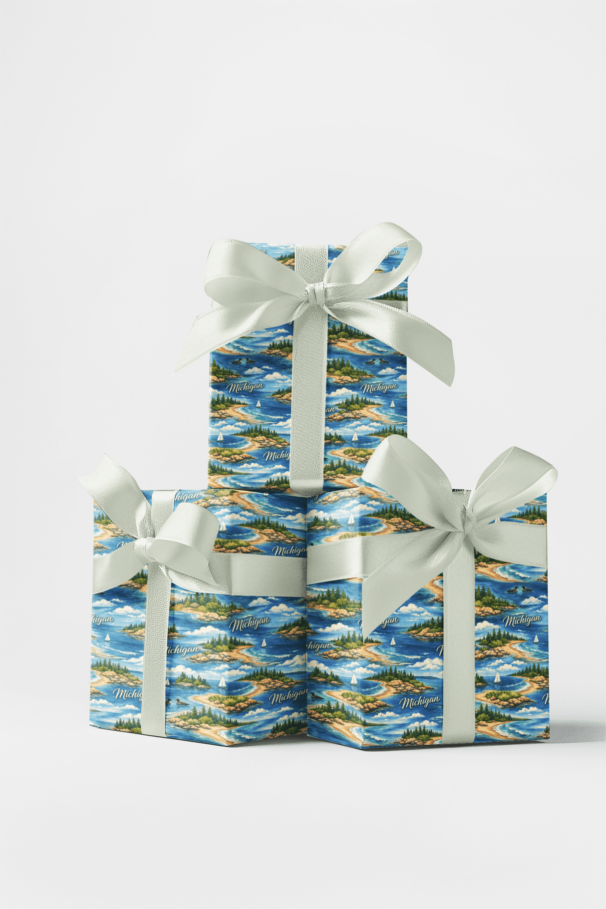 Michigan Great Lakes Calm Icons - London Penny Gift Wrap