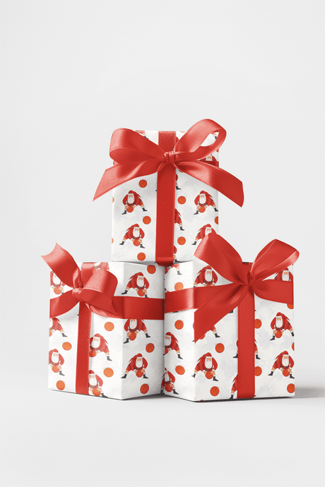 Santa playing Basketball - London Penny Gift Wrap