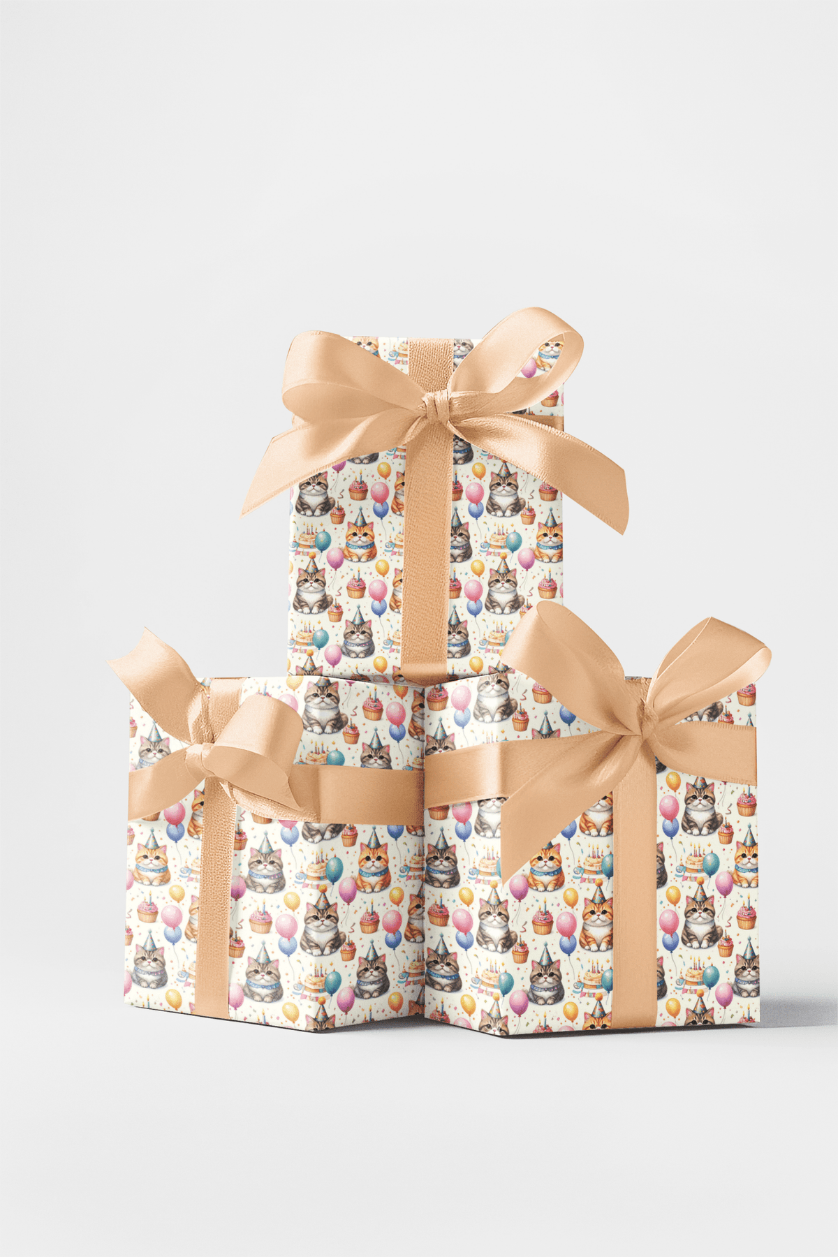 Birthday Party Cats (Exotic Shorthair) Wrapping Paper - London Penny Gift Wrap