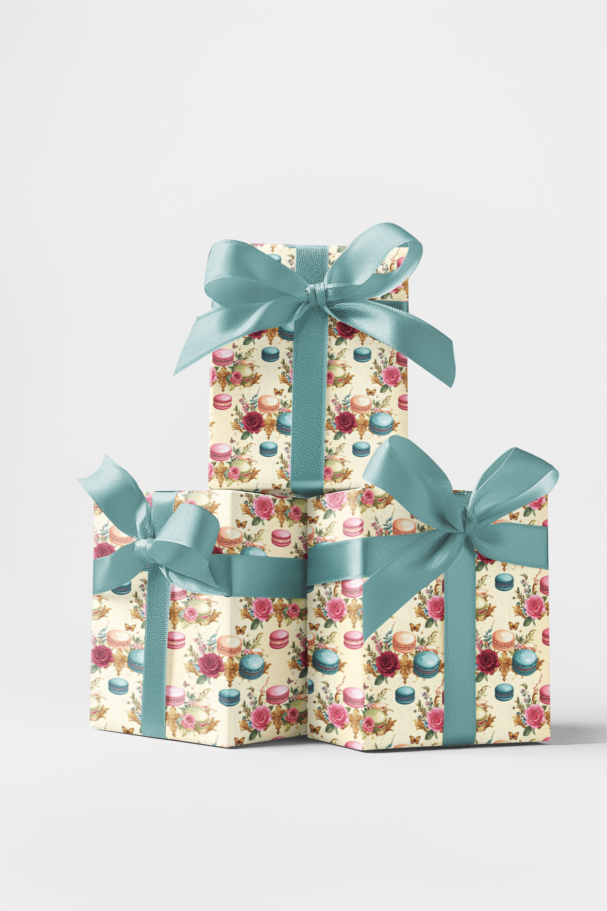 Parisian Macaron Garden Wrapping Paper